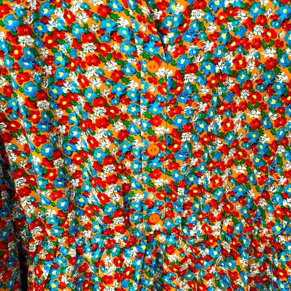 Brand New Umgee Floral Long-Sleeved Button Down Dress Crochet Trim Collared Mini - Picture 8 of 16